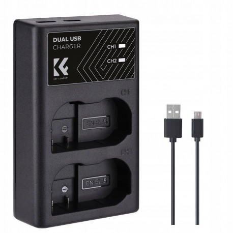 K&F Podwójna Ładowarka Baterii Akumulatorów EN-EL15 do Nikon D7000 D7500 D850 D750