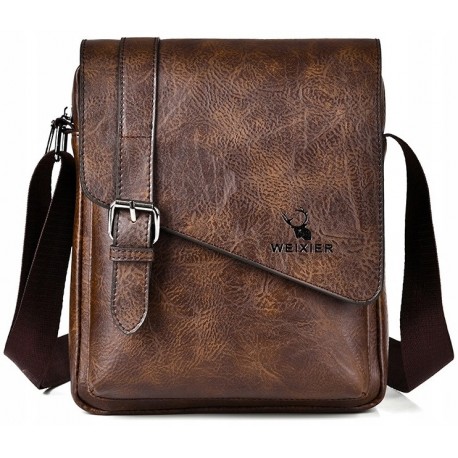 Saszetka Torba na ramię męska Listonoszka Stylowa Vintage na Tablet BRĄZ