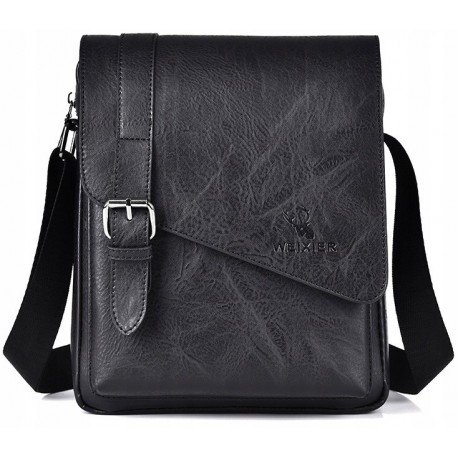 Saszetka Torba na ramię męska Listonoszka Stylowa Vintage na Tablet CZARNA