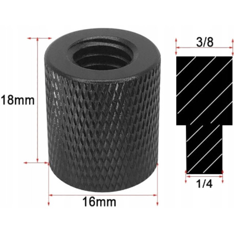 Adapter Gwintowy żeński 3/8'' 1/4'' cala fotograficzny Łącznik złączka