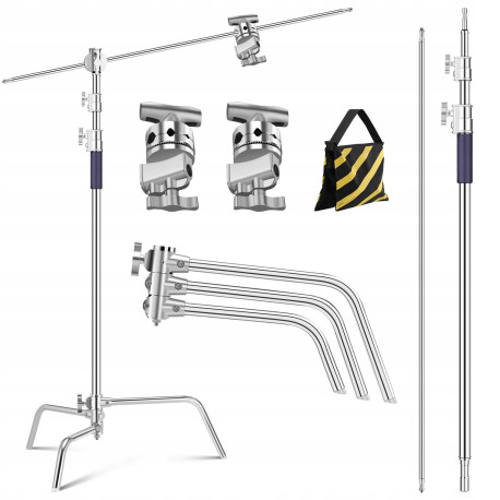 STATYW C-STAND 3,3m ŻURAW BOOM 20kg z regulowanym ramieniem 2x GRIP HEAD