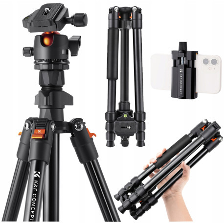 STATYW TRIPOD DO APARATU FOTOGRAFICZNY + Głowica 3D uchwyt na telefon K&F