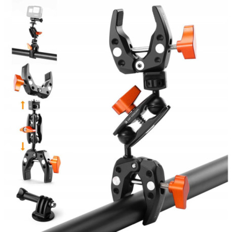 Uchwyt mocujący Magic Arm + dwa zaciski Crab Clamp z głowicą kulową K&F